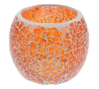 European Glass Candlestick Orange Mosaic Table Decoration for Dinner | Romantic Confession Accent, Artistic Appearance, Glass Construction, Candle Holding, Distinctive Style