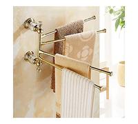European Gold Crystal Bathroom Towel Bar with Swivel Rail Movable and Rotating Design for Organizing and Displaying Towels