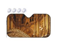 European Golden Gothic Print Car Windshield Sun Shade for Car Truck SUVs, Aluminum Foil Auto Front Window Sun Visor Sun Heat Protection Sunshade with 2 holes, M