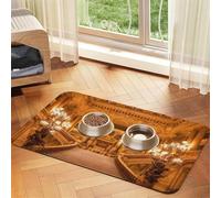 European Golden Gothic Print Pet Feeding Mat For Dogs & Cats Absorbent Waterproof Dog Food Mat Non-Slip Pet Bowl Placemat Quick Dry Floor Protector Leather Tablecloth