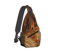 European Golden Gothic Printed Sling Bag Crossbody Backpack for Men Women, Versatile Casual Shoulder Chest Bag for Running Hiking Cycling Travel Work