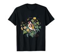 European Goldfinch Bird with Ivy and Yellow Flowers T-Shirt