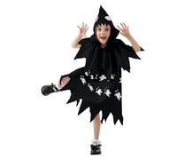 European Gothic Costume Set for Kids Halloween Cosplay Dress with Detachable Hood (A1-Black, 8-10 Years)