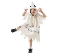 European Gothic Costume Set for Kids Halloween Cosplay Dress with Detachable Hood (A1-White, 8-10 Years)
