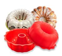 European Grade Silicone Cake Mold 2-Pack, Aokinle Non Stick Bakeware Fluted Tube Cake Pan for Jello,Gelatin, Silicone Molds for Cakes, 9 inch Baking Pan, BPA Free