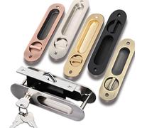 European Indoor Door Locks Kitchen Sliding Door Hook Lock Balcony Toilet Door Handle Lock Invisible Recessed Locks 1Pcs(Red Copper 4)