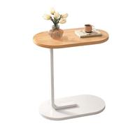 European Industrial C Shaped Side Table for Small Spaces Log Color End Table with Metal Frame for Couch Bed Dorm 30x45x60cm Bedroom Living Room Furniture