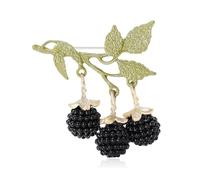 European Inspired Enameled Blackberries Jewelry Pin For Shirts Jackets Coats And Everyday Outfits Sophisticated Accessory Enamel Blackberries Alloy Accessory