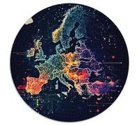 European Map 1000 Piece Jigsaw Puzzles Circular Jigsaw Creative Educational Games Beautiful Decoration Puzzle for Travel Gifts,Present 1000pcs (67.5x67.5cm)
