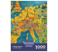 European Map 1000 Pieces Jigsaw Puzzles Cute Animal Jigsaw Puzzles for Kids Staycation Kill Time Wall Decoration Educational Toy Age 14+ ForAdults 70x50cm/1000pcs