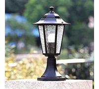European Modern Retro Garden Landscape Waterproof Outdoor Post Lights Pillar Lamp Wall Gate Traditional Victoria Glass Lantern Column Lamp for Door Villa Decoration Lighting Fixture