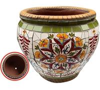 European Mosaic Large Flower Pot Hand-Painted Ceramic Plant Pot Colorful Classical Bonsai Planter Garden Balcony Decoration Bonsai Pot Rural Courtyard Flowerpot,F-L