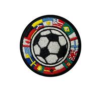 European Nations Football Flag Patch - Iron On Embroidered Round Emblem (7cm) - Soccer Ball Surrounded by Country Flags for Sports Fans & Collectors