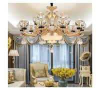 European Natural Crystal Full Copper Living Chandelier Atmospheric Villa Bedroom Dining Room Chandelier,Pendant Light