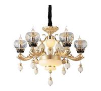 European Natural Crystal Full Copper Living Chandelier Atmospheric Villa Bedroom Dining Room Chandelier,Pendant Light