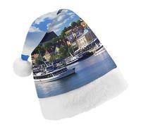 European Old City And The Sea Port Estonia Christmas Hats Patterned Santa Hat New Year Festive Holiday Party Supplies Adult
