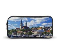 European Old City and The Sea Port Estonia Pencil Case Cute Pen Pouch Cosmetic Bag Pecil Box Organizer for Travel Office