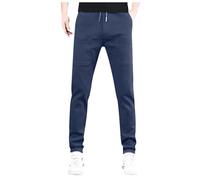 European Plain Splicing Pocket Elastic Straight Leg Trousers for Men Casual Loose Trend Foreign Trade Sports Trousers, darkblue, L