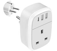 European Plug Adapter, UK to EU Euro Europe Schuko 32W USB C Fast Travel Charger Grounded USBC Adaptor Type C for Germany France Spain Turkey Greece Iceland Poland Russia Portugal Austria(Type E/F)