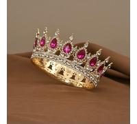 European Princess Queen Tiara Round Baroque Pageant Crowns Crystal Full Crown King Tiaras Bridal Wedding Hair Accessories