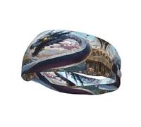 European quadrupedal Dinosaur Sweat Headbands for Women & Men - Unique Customized Patterns, Non-Slip Wide Headband for Running, Gym, Yoga, and More - Stylish Hair Accessories