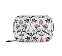 European Retro Blue and Black Patterns Medicine Bag Organizer with Detachable Compartments Portable Medicine Pill Organizer for Purse