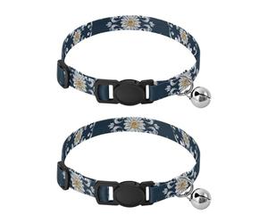 European Retro Blue and White Patterns Puppy Dog Collar Quick Release Buckle Collar For Female Dogs 2 Pack