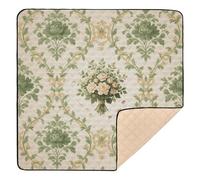 European Retro Green Pattern Cute Foldable Foldable Baby Play mat for Indoor Outdoor 1-Piecing foldablummy Time Mat for Babies Infants Toddlers, 50'' x 50''alfombra de juegos