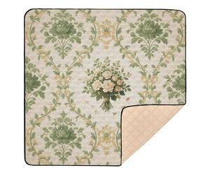 European Retro Green Pattern Cute Foldable Foldable Baby Play mat for Indoor Outdoor 1-Piecing foldablummy Time Mat for Babies Infants Toddlers, 50'' x 50''alfombra de juegos