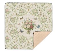 European Retro Green Pattern Large Sturdy Baby Play mat Activity Gym for Floor 1-Piecing Foldable Infant Play Mat for Baby Kids Toddlers Infants, 50'' x 50''tapete de gimnasio para