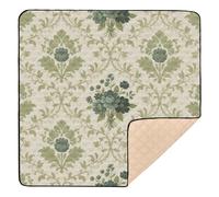 European Retro Green Pattern Soft Foam Baby Play mat Foldable for Indoor Outdoor Waterproof Foldable Kicking Mat for Baby Toddler Infant, 50'' x 50''con Musica para Bebes