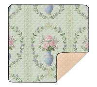 European Retro Green Pattern Soft Foam Foldable Baby Play mat for Indoor Outdoor Cozy Breathable Foldable Playroom Activity Mat for Baby Toddler Infant, 50'' x 50''alfombrilla de actividad