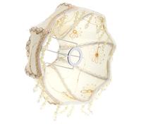 European Retro Lampshade with Tassel and Lace for E27 Lamp Holder | Beige Cloth, Crystal Pendant Beads, Dome Shape, Simple Installation for Café and Lounge Areas Random Style