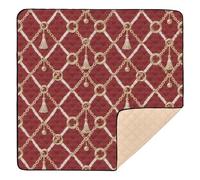 European Retro Red Pattern Soft Foam Baby Play mat Foldable for Floor Waterproof Foldable Activity Gym Mat for Baby Kids Toddlers Infants, 50'' x 50''gimnasio para Bebes recien