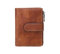 European Retro Short Wallet PU Construction Spacious Interior Blocking Coin Purse Compact Size for Women Retro Cardholder with Pocket Stylish Purse, Brown, Mass Beauty