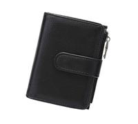 European Retro Short Wallet PU Construction Spacious Interior Blocking Coin Purse Compact Size for Women Retro Cardholder with Pocket Stylish Purse, Black, Mass Beauty