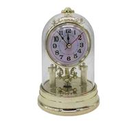European Retro Table Clock Antique Round Quiet Alarm Desk with Clear Cover for Bedroom Home Decors Desk