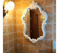European Retro Vanity Mirror - Elegant Decorative Makeup Mirror for Bedroom Living Room Hallway - Stylish Gold/Silver/White Frame - Perfect Farmhouse Accent Piece