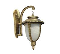 European Retro Victoria Outdoor Wall Lamp Aluminum Fisherman's Wall Light Fixtures E27 Waterproof Villa Courtyard Garden Sconce External Porch Milky White Glass Lantern (Color : L)