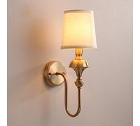 European Retro Wall Light, Brass Wall Lamp with Fabric Shade, E14 Lighting Fixture, Hallway Decorative Wall Sconce, Antique Industrial Wall Lights for Farmhouse, Bedside