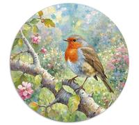 European Robin 1000 Piece Jigsaws Bird Round Puzzle for Adults And Kids Modern Unique Challenge Games Scene Creative 1000pcs (67.5x67.5cm)