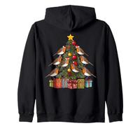 European Robin Bird Christmas Tree Zip Hoodie