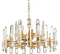 European Round Crystal Luxury Chandelier Full Copper Hanging A high Translucent K9 Rod Ceiling lamp,Ceiling Light