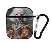 European Royal Court Poodle Dog Compatible with Airpod 1/2 Case PC Scratch-Resistant Drop-Proof Protective Cover with Keychain Black-style