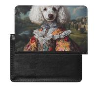 European Royal Court Poodle Dog Passport Covers with Card Slots Slim Vaccine Card Organizer Holder PU Leather Travel Wallet