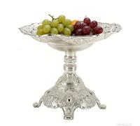 European Serving Tray, 17.5 x 15cm / 6.9 x 5.9in Fruit Storage Display Zinc Alloy Snack Holding Rack Dining Table Decor Portable Decorative Plate for Cafe Home Garden (Silver)