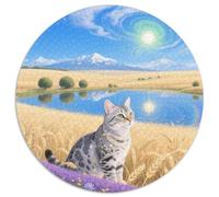 European Shorthair 1000 Pieces Jigsaw Pet Cat Round Puzzle for Adults And Kids Modern Unique Challenge Games Scene Creative 1000pcs (67.5x67.5cm)