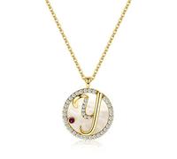 European Simple Crystal Twenty Six Letters Pendant Clavicle Chain Necklace Women Fashion Jewelry Present-A