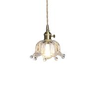 European Simplicity Modern Deco Pendant Light Bedroom Living Room Hotel Single Head Chandelier Creative Grid Striped Glass Indoor Lighting Fixtures Copper Art Bedside Ceiling Hanging Light E27 It's so