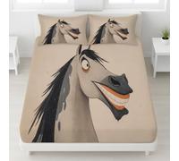 European Single Fitted Sheet 90 x 200 CM - Bed Sheets Luxury Resistant Bedding Sheets 2 Piece, Ink Wash, Whimsical, Elegant, Horse Heads, Animals, Suitable for Adults